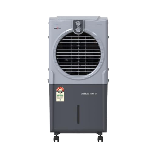 Kenstar Robusta Neo 45 Air Cooler|45L Tank | Honeycomb Cooling Pads|35″ Air Throw|100W|3 Speed Control |Water Level Indicator I 5-Star BEE Rating|5-Star Warranty on Pump & Motor|Light Grey & Dark Grey