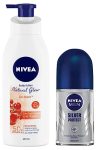 Nivea Body Lotion, Extra Whitening Cell Repair SPF 15, For All Skin Types, 400ml & Men Deodorant Roll On, Silver Protect, 50ml