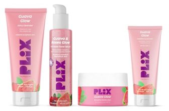 The Plant Fix Plix Guava & Roses Regime for Bright Skin & Balanced Skin pH|Hydrating Cleanser|2-in-1 Toner Serum|Smoothie Moisturizer|Invisible Sunscreen Gel With SPF 50+ PA +++|For Unisex|Pack of 4