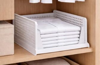 Go Hooked Foldable Wardrobe Organizer with Drawer Style Pull Out Design | Large (44x34x19 cm) Shelf Storage Box | Heavy Duty Plastic Shirt Stacker for Cupboard, Almirah & Closet | White