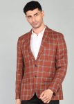 PARK AVENUE Checkered Single Breasted Formal Men Blazer(Orange)