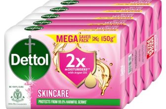 Dettol Skincare Moisturizing Beauty Bathing Soap Bar with Argan Oil (750gm) | Softer Skin, 150gm, Pack of 5