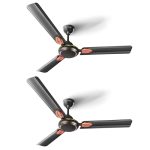 LONGWAY Kiger P2 1200 mm/48 inch Ultra High Speed 3 Blade Anti-Dust Decorative Star Rated Ceiling Fan 2 Years Warranty (Smoked Brown, Pack of 2)