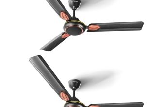 LONGWAY Kiger P2 1200 mm/48 inch Ultra High Speed 3 Blade Anti-Dust Decorative Star Rated Ceiling Fan 2 Years Warranty (Smoked Brown, Pack of 2)