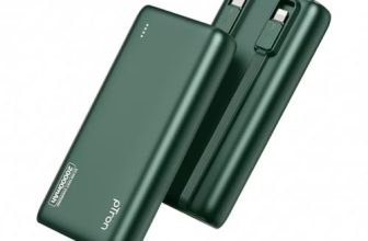 pTron 20000mAh Powerbank w/ 22.5W Fast Charging, USB & Type C Output, Built-in Cables, Compatible w/Power Delivery, Quick Charge for iPhone, Android Mobile & Tablets, Dynamo Storm (Pine Green)