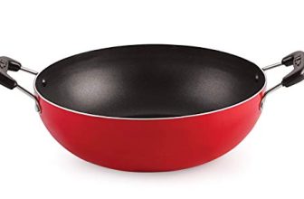 Nirlon Kitchen Accessories for Cooking Nonstick Kadhai/Wok 22cm – 1.8 Liter with Handle[3mm_Clasic_KD12]