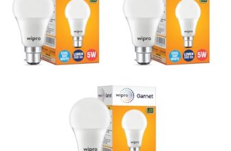 wipro Garnet 5W LED Bulb for Home & Office |Cool Day White (6500K) | B22 Base|220 degree Light coverage |4Kv Surge Protection |400V High Voltage Protection |Energy Efficient | Pack of 3