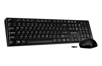 Zebronics Wireless Keyboard & Mouse Combo, 104 UV-Printed Keys, ₹ Key, 12 Multimedia Keys, Retractable Stand, 4 Button Mouse, 1600 DPI, High Precision, USB Nano Receiver (Companion 304, Black)