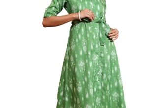 Vishudh Women Short Sleeve Collared Neck Dress VNa1002303 Green S