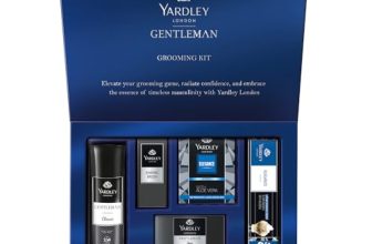 Yardley London Gentleman Luxury Grooming Kit For Men With Classic Activated Charcoal Soap, Elegance Lather Shaving Cream, After Shave Lotion, Shaving Brush, And Classic Body Deodorant Spray