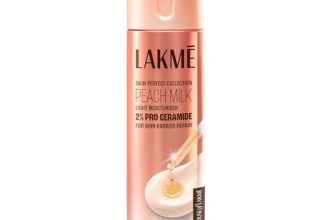 Lakme Peach Milk Pro Ceramide Moisturizer with Vitamin E for Deep Moisturizing and Skin Strengthening | With Skin Conditioner| For Dry, Normal & Sensitive 200ml