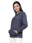 Style Quotient Women Navy Blue Hooded Oversized Sweatshirt