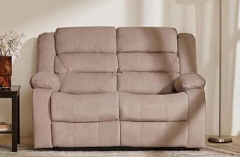 Home Centre 2 Seater Cairo Fabric Recliner| Fabric Recliner| (Beige) |2 Year Warranty