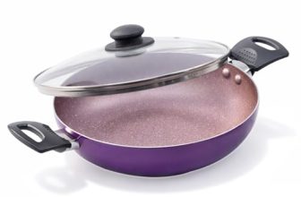 Wonderchef Valencia Non-Stick Kadhai with Glass Lid | Cool Touch Bakelite Handles | Pure Grade Aluminium| PFOA Free|2 litres Capacity | Size 24 cm Kadai | 1 Year Warranty | Purple