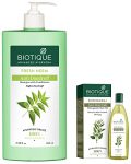 Biotique Bio Neem Margosa Anti Dandruff Shampoo and Conditioner, 650ml & Biotique Bio Bhringraj Therapeutic Hair Oil for Falling Hair Intensive Hair Regrowth Treatment, 200ml