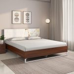 Nilkamal Galaxy Meta Without Storage | Lighted Headboard | 1 Year Warranty Engineered Wood Queen Bed (Finish Color – Walnut, Delivery Condition – Knock Down)