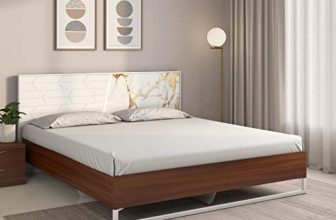 Nilkamal Galaxy Meta Without Storage | Lighted Headboard | 1 Year Warranty Engineered Wood Queen Bed (Finish Color – Walnut, Delivery Condition – Knock Down)