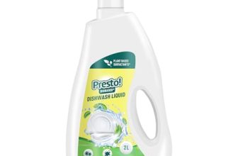 Amazon Brand – Presto! Plant Powered Dishwash Liquid, 2L | Effective Grease Removal | Plant-Based Surfactants | Skin-Friendly | Dye-Free