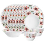 Larah by Borosil Silk Series Opalware Dinner Set | 19 Pieces for Family of 6 | Microwave & Dishwasher Safe | Bone-Ash Free | Crockery Set for Dining & Gifting | Plates & Bowls (Bali)