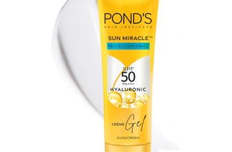 POND’S Sun Miracle SPF 50 PA+++ Crème Gel Sunscreen – Protect & Hydrate, With Hyaluronic Acid, Restores Skin Barrier, Lightweight, No White Cast 50g