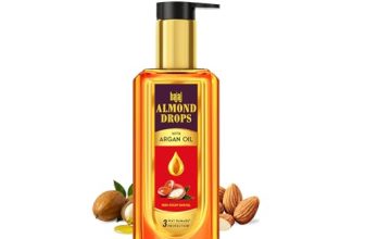 Bajaj Almond Drops Almond + Argan Hair Oil – 200ml | Provides 3-way Damage Protection | For Soft and Shiny Hair | Non-sticky Formula | with Almond Oil & Argan Oil