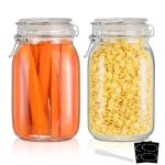 gopani_Glass Jars With Airtight Lids & Leak Proof Rubber Gasket,Large Wide Mouth Mason Jars With Buckle Lids For Kitchen Canisters 1500Ml,Big Glass Storage Containers(PACK OF 1)