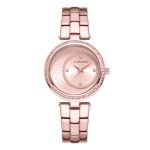 Giordano Unique Analog Watch for Women with Diamond Indices, Stainless Steel Strap and Crystal Embellished Bezel