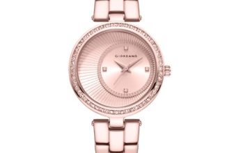 Giordano Unique Analog Watch for Women with Diamond Indices, Stainless Steel Strap and Crystal Embellished Bezel