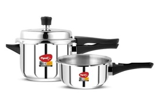 Pigeon by Stovekraft Stainless Steel Pressure Cooker Combo with Induction Base, Outer Lid 2 Liter and 3 Liter – 12710 (Silver)
