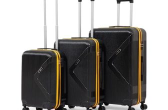 VLITE Brampton Family Set of 3 Pcs Lightweight Luggage – Unbreakable Polypropylene, Smooth Glide 8 Wheels, Built-in Number Lock, 3-Yearss Warranty (Set of 3, Black)