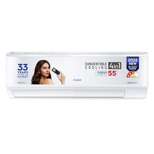 Godrej 1 Ton 3 Star, 5 Years Comprehensive Warranty, AI Powered, 5-In-1 Convertible Cooling, Inverter Split AC (Copper, Model, Heavy duty cooling at 52 °C, AC1T EI 12PINV3R32 WYQ 3S, White)