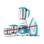 Longway Super Dlx Mixer Grinder with Kwid 1100W Dry Iron | Up to 700 Watt Powerful Motor | 3 Jars for Grinding, Mixing, Juicing | 2 Year Warranty (Blue & White, Combo Offer)