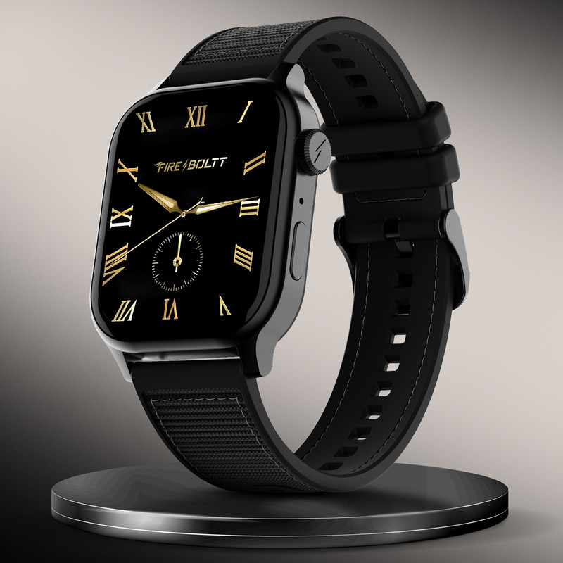 Fire-Boltt Rise Force 1.85 BT Calling, Nylon Fluoroelastomer Hybrid Strap Rotating Crown Smartwatch(Soft Rose Strap, Free Size)