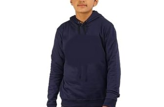 CRAZYON Unisex Fleece Hoody T-Shirts Navy P(1) (8-9 Years, Plain)
