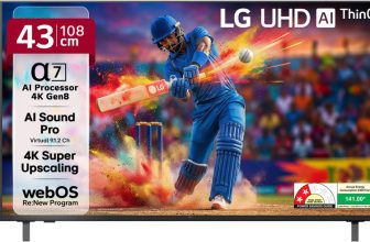 LG AI TV UA7380 108 cm (43 inch) Ultra HD (4K) LED Smart WebOS TV 2025 Edition with Alpha7 AI Processor 4K Gen8 | 4K Super Upscaling| 4K Expression Enhancer | NEW AI Magic Remote Compatible | AI Search with MS Copilot | AI Sound Pro (9.1.2 ch) | LG Shield | Chromecast Built-in(43UA73806LA)