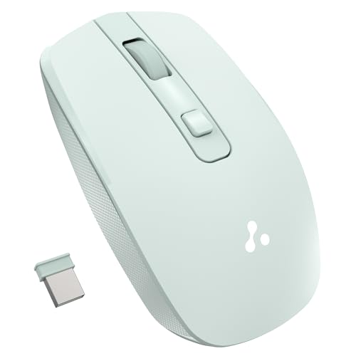 Ambrane Wireless Mouse with 2.4GHz, USB Nano Dongle, Silent Click, Optical Orientation Click Wheel, 4 Buttons, 1600 Adjustable DPI, Both Hand Use, Compatible with PC, Mac, Laptop (Sliq 3, Green)