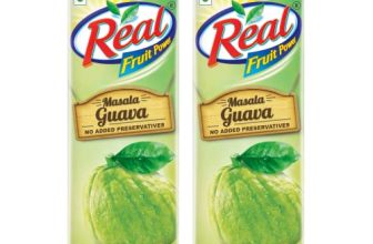 DABUR Real Masala Guava Fruit Juice-1L (Pack Of 2)|No Added Preservatives,No Artificial Colours & Artificial Flavours|Goodness Of Best Guavas With Chatpata Masala|Daily Dose Of Fruit Nutrition