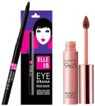 LAKMÉ 9 To 5 Weightless Mousse Lip & Cheek Color & Elle 18 Eye Drama Bold Black Matte Kajal Pencil 0.35 G