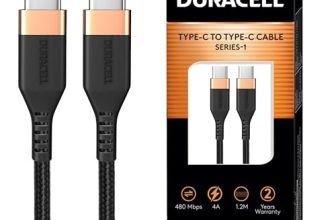 Duracell Usb Type C To Type C USB Cable 4A(60W) Braided Sync& Charging Cable,Compatible With Mobile,Laptop,Tablets&Macbook,3.9 Feet(1.2M) Supports Power Delivery(Pd) With Rapid Data Transmission,Black