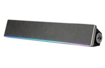 ZEBRONICS VITA 102, Wireless Bluetooth Soundbar, 16 Watts, Upto 8 Hours Playback, Powerful Dual Drivers, Dual Passive Radiators, Call Function, RGB LED, TWS | BTv5.3 | USB | AUX | mSD