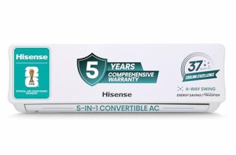 Hisense 1.0 Ton 3 star Inverter Split AC(Copper, 5-in-1 Convertible with Intelligent 4 modes, 4 Way Swing, Anti corrosion, Long Air Distance, AS-12TR4R3E, White ）