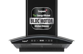 Livpure Eterna 60 cm | Curved Glass | 1400 m³/hr Suction | BLDC Motor | Filterless | Touch & Gesture Control | Low Noise | 10 Years Motor + 1 Year Comprehensive Warranty | Black
