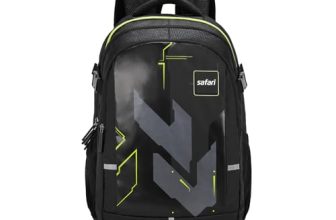 Safari Terra 2 37L Casual Printed Backpack, school bag for boys and girls, college bag, office bag, travel bag for men and women, 3 compartments, Raincover, Bottle holder, Front pocket, Color- Black