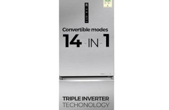 Haier 325 L 2 Star Frost Free Bottom Mount Double Door Refrigerator|Convertible 14-in-1|Jhukna Mat-Bottom Freezer|Digital Display Panel|Inverter|Twist Ice Maker (2026, HEB-332DSA-P, Dazzle Steel)