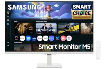 Samsung 32″ (80cm) M5 Smart Monitor with Smart TV Experience (Smartchoice) |FHD 1920 x 1080|Screen Mirroring TV Plus|Speakers|Adaptive Sound|Wi-Fi|HDMI|Bluetooth|LS32FM501EWXXL|White