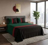VAS COLLECTIONS Premium Cotton Bedsheet for Double Bed with 2 Pillow Covers – Soft, Breathable & Wrinkle Resistant Cotton Bedding Set, King Size Bed Sheet 90 x 100 Inches (Green Black)