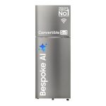 Samsung 396 L, 2 Star, Convertible 5-in-1, Digital Inverter, Frost Free Double Door, Bespoke AI WiFi Enabled Refrigerator (RT41DG6A2BSLHL, Ez Clean Steel/Real Steel, Silver)