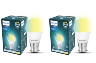 Philips SceneSwitch 12W LED Bulb | 3-in-1 Light Modes CDL-NW-WW | B22 Base | Change Brightness with Wall Switch | Energy Efficient | Pack of 2