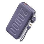 Ambrane 20000mAh Powerbank with in-Build Type C Cable, 22.5W Fast Charging, USB & Type C Output, Power Delivery, Quick Charge for iPhone, Android Mobile & Tablets, Earbuds, (Stylo N20, Purple)