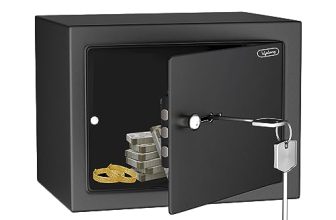 Lifelong 8.6L Home Safe Locker with Key | Security Box for Home & Office | Strong Metal Safe – 5 mm Thick Door | Personal Locker for Cash, Jewellry & Documents (LLHSM01, Black)